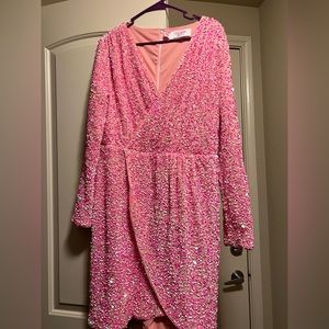 2XL sequin hot pink dress